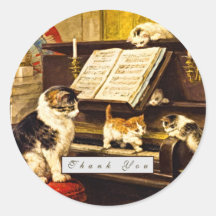 Custom Vintage Piano Lesson Mother Cat & Kittens