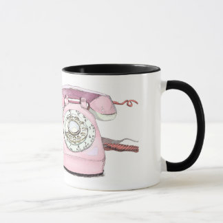 Custom Vintage Pink Telephone Art Print Mug