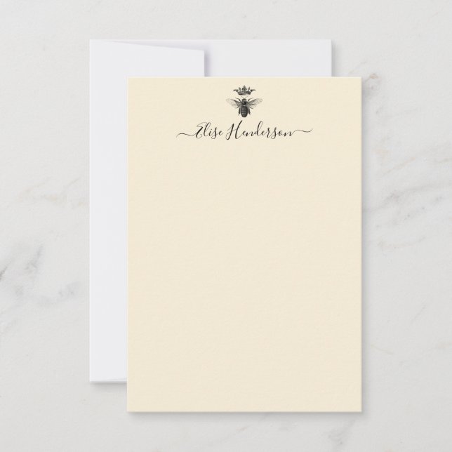 Custom Vintage Queen Bee Note Card (Front)