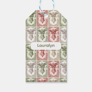 Custom Vintage red green floral Victorian angel Gift Tags