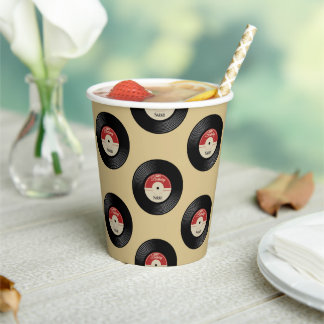 Custom  Vintage Retro Vinyl Record Paper Cups