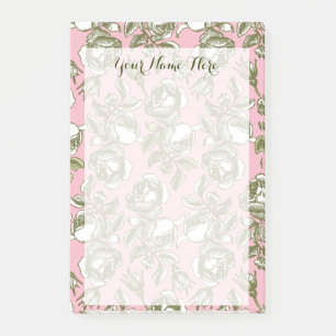 Custom Vintage Roses on Light Pink Floral 4" x 6" Post-it Notes