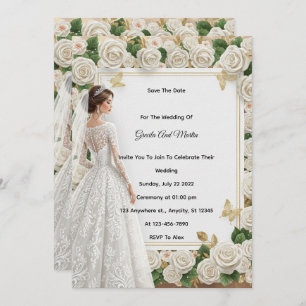 Custom Vintage Royal Wedding Invitation Beige Rose
