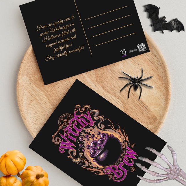 Custom Vintage Scary Gothic Script Halloween Witch Postcard (Creator Uploaded)