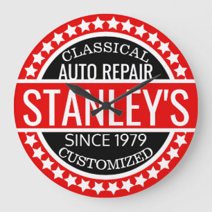 Custom Vintage Shop Red Large Clock