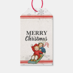 Custom Vintage Sledding Children Christmas Gift Tags