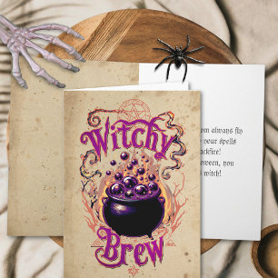 Custom Vintage Spooky Witch Brew Happy Halloween Card
