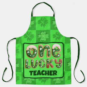 Custom Vintage St Patricks Day One Lucky Teacher Apron