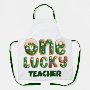 Custom Vintage St Patricks Day One Lucky Teacher Apron