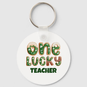 Custom Vintage St Patricks Day One Lucky Teacher Keychain