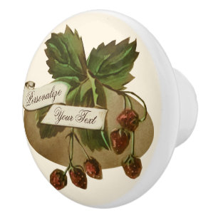 Custom Vintage Strawberries Retro Fruit Old School Ceramic Knob