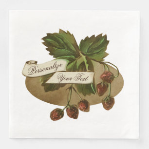 Custom Vintage Strawberries Retro Fruit Old School Napkin