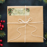 Custom Vintage Style Holly on Gold Background<br><div class="desc">Sprays of festive snow-capped red holly berries and green foliage on glowing gold background with customizable text. Other matching holiday products available.</div>