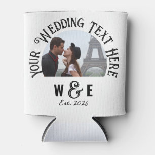 Custom Vintage Text Can Cooler Wedding Favours