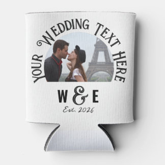 Custom Vintage Text Can Cooler Wedding Favours