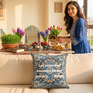 Custom Vintage Tile Nowruz Iranian New Year Gift Throw Pillow