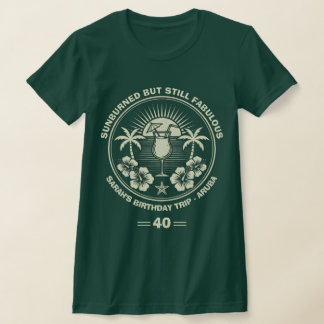 Custom Vintage Tropical Birthday Trip T-Shirt