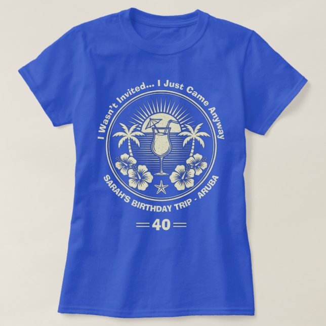 Custom Vintage Tropical Birthday Trip  T-Shirt (Design Front)