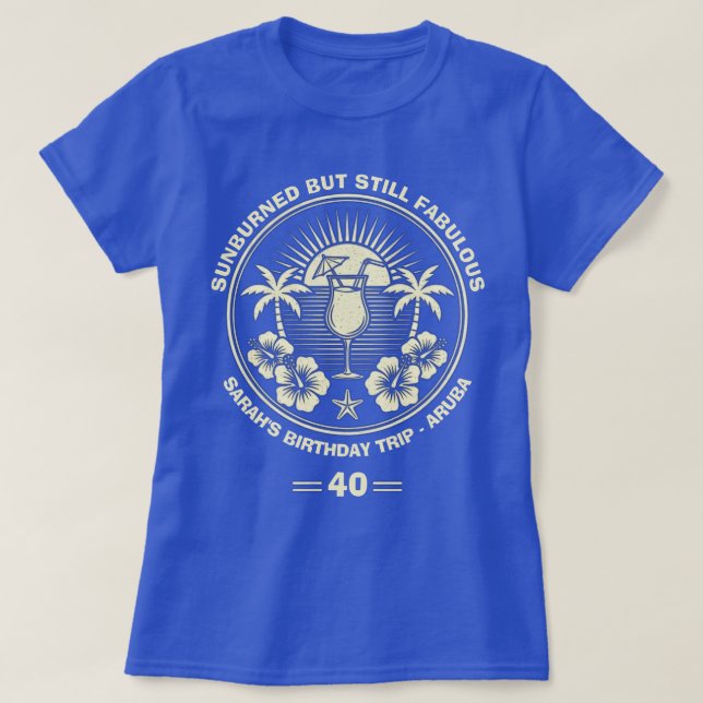 Custom Vintage Tropical Birthday Trip  T-Shirt (Design Front)