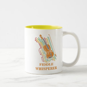 Custom Vintage Violin Fiddle Whisperer Two-Tone Coffee Mug
