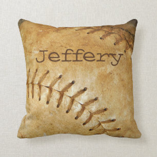 Custom vintage White Baseball white stitching Throw Pillow