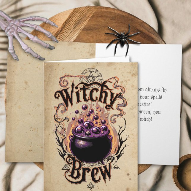 Custom Vintage Witch Brew Spooky Happy Halloween Card (Creator Uploaded)
