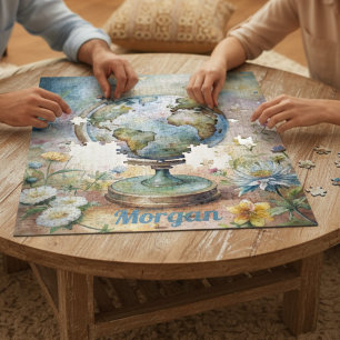 Custom Vintage World Travel Art Jigsaw Puzzle