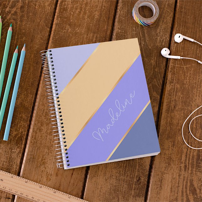 Custom Violet Blue Purple Yellow Gold Art Stripes Planner (Creator Uploaded)