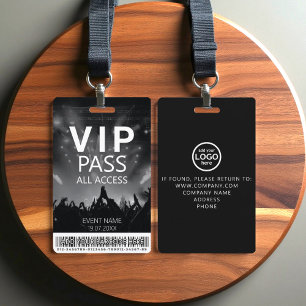 Custom VIP All Access Barcode Black & White Badge