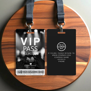 Custom VIP All Access Barcode Black & White Bokeh Badge