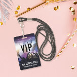 Custom VIP All Access Bat Mitzvah Badge<br><div class="desc">Create an atmosphere of Hollywood glam at your bat mitzvah party with these personalized VIP passes. Customizable badge features a background of concertgoers and lights in black and purple with white text overlays. Personalize with the guest of honour's name beneath and the event date on the back. Badges can also...</div>