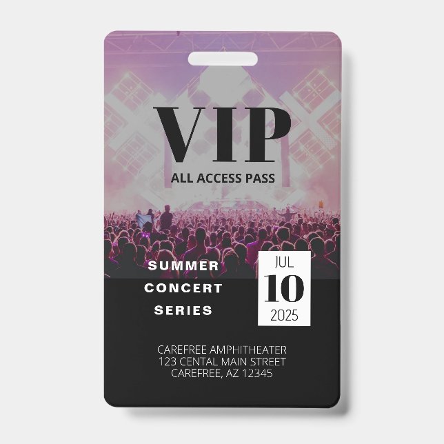 Custom VIP All Access Concert Badge (Front)
