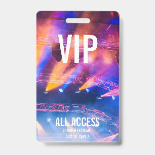 Custom VIP All-Access Concert Event Pass Colourful Badge