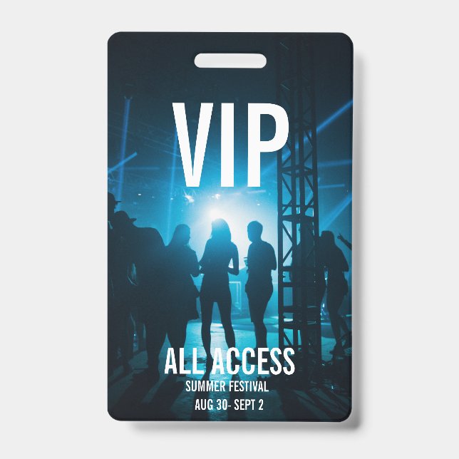 Custom VIP All-Access Concert Event Pass Female Badge (Front)