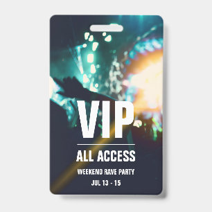 Custom VIP All Access Concert Pass Badge