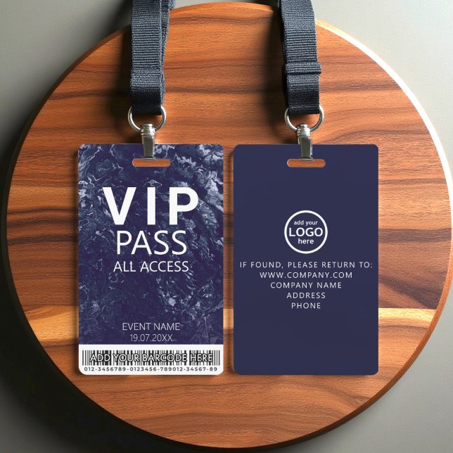 Custom VIP All Access Event Barcode Logo  Blue Badge (Creator Uploaded)
