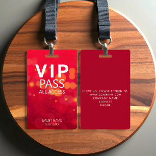 Custom VIP All Access Event Bokeh Orbs Red Badge