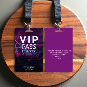 Custom VIP All Access Event Concert Purple  Badge