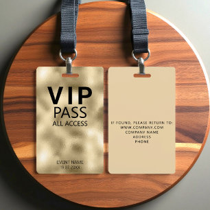 Custom VIP All Access Event Gold Foil Badge