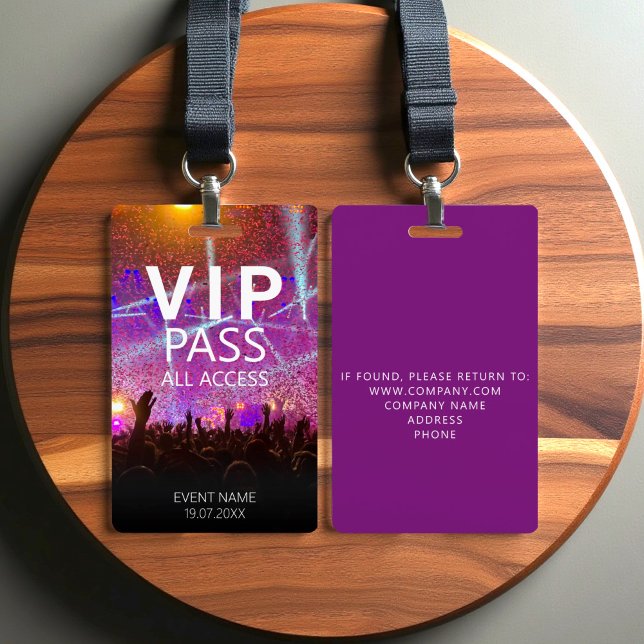 Custom VIP All Access Event  Purple Badge (Creator Uploaded)