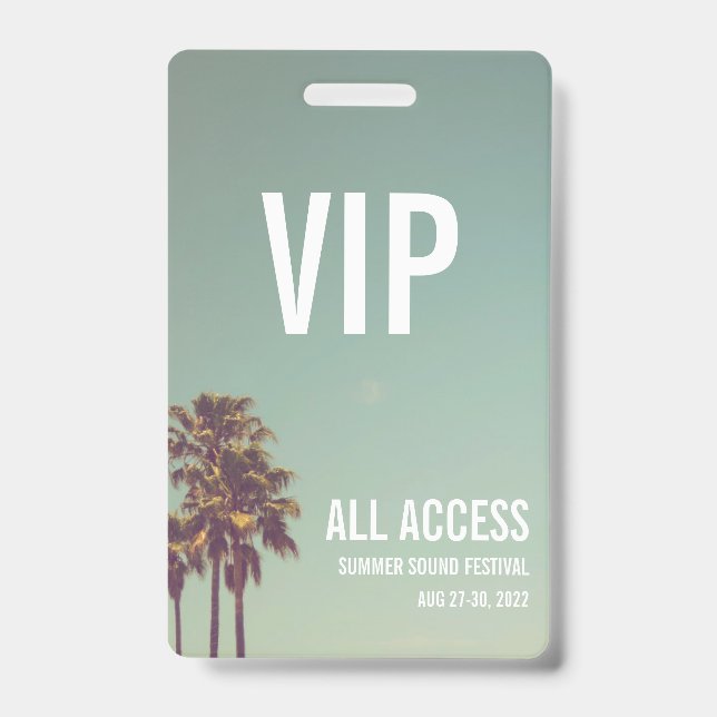 Custom VIP All Access Festival Pass Concert Badge (Front)