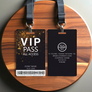 Custom VIP All Access Glitter Badge with Barcode 