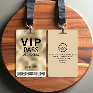 Custom VIP All Access Gold Foil Badge   Barcode