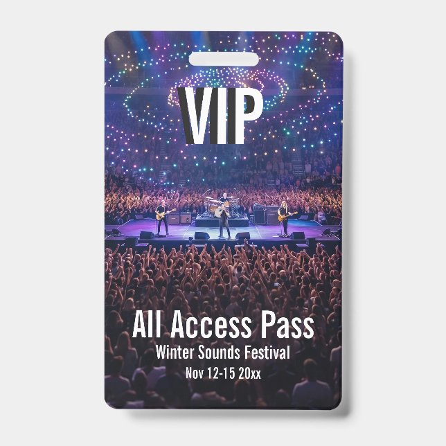 Custom VIP All Access Pass Concert Badge (Front)