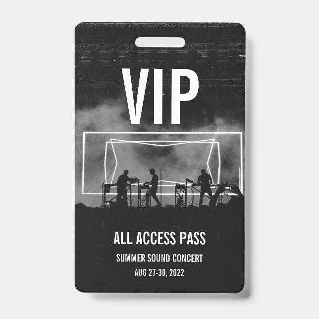 Custom VIP All Access Pass Concert Badge (Front)