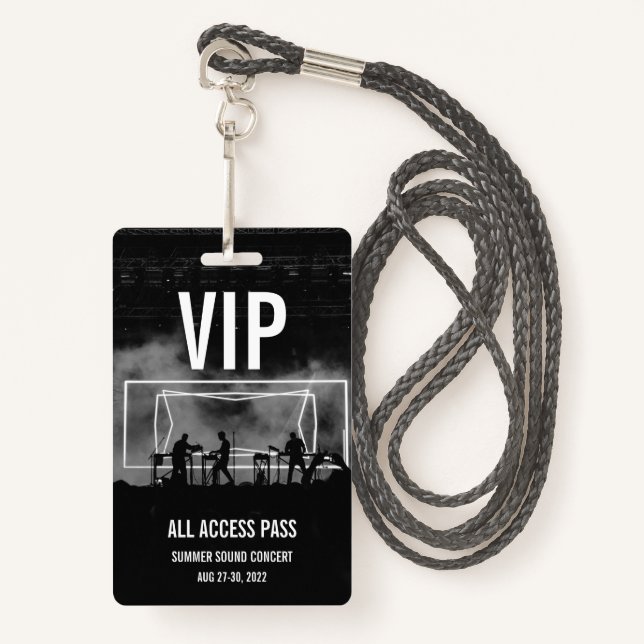 Custom VIP All Access Pass Concert Badge (Front with Lanyard)