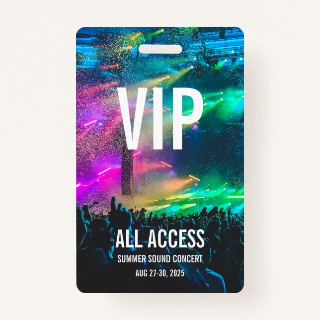Custom VIP All Access Pass Concert Badge (Front)