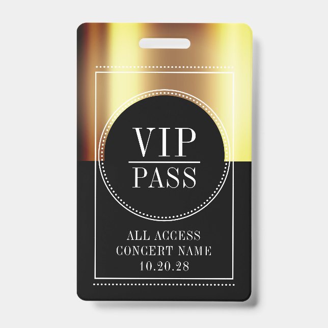 Custom VIP All Access Pass Concert Badge (Front)