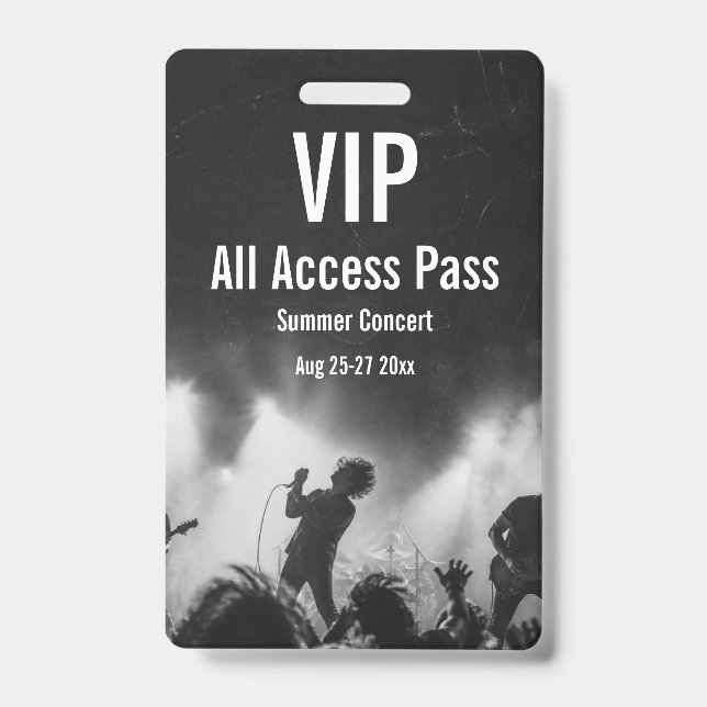 Custom VIP All Access Pass Concert Badge (Back)