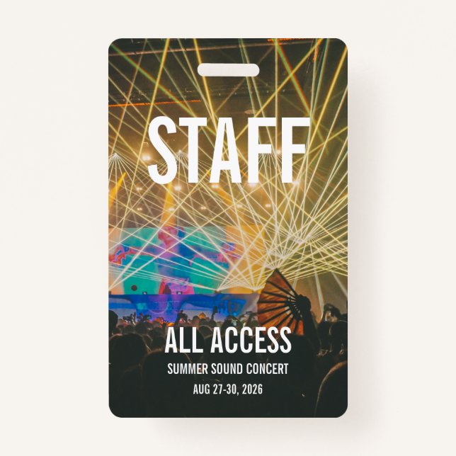 Custom VIP All Access Pass Concert Badge (Front)